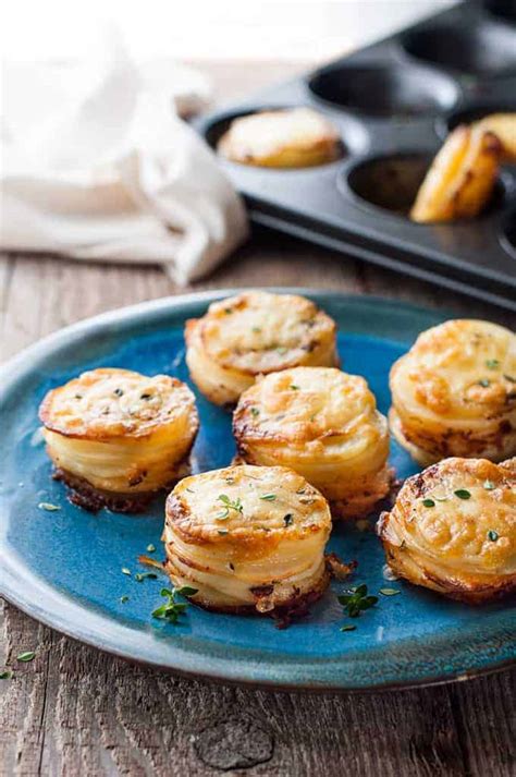 Cheesy Mini Potato Gratin Stacks Muffin Tin Recipetin Eats