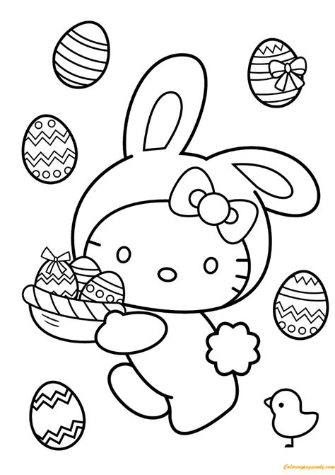 Hello Kitty Easter Bunny Coloring Pages Cartoons Coloring Pages Free Printable Coloring