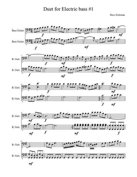 Duet For Electric Bass 1 Sheet Music Download Free In Pdf Or Midi