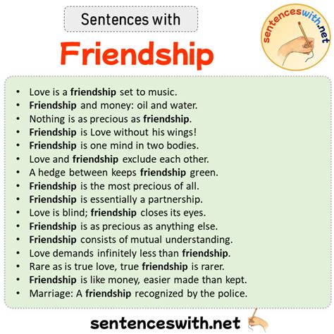 Sentences With Friendship Sentences About Friendship Sentenceswithnet
