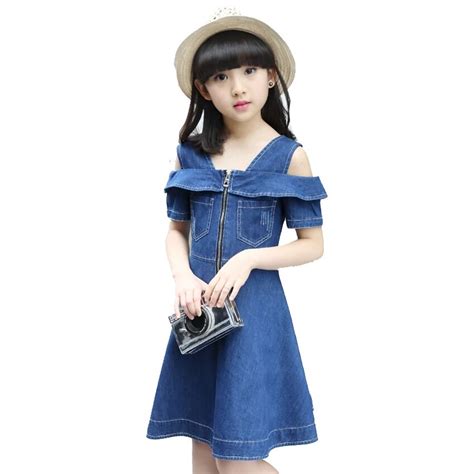 Girls Denim Dresses For Children Jean Clothes 2018 New Fashion Casual