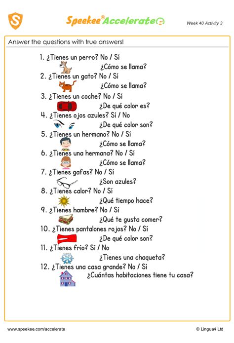 Spanish Question Words Worksheet Studying Worksheets