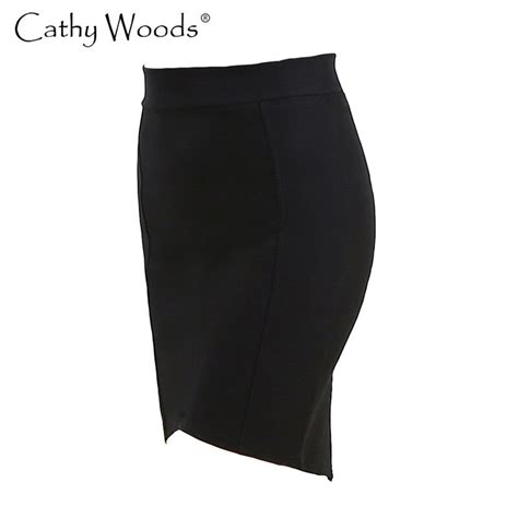 Cw Solid Color Elastic Cotton Behind The Fork Tight Skirt Hip For Women