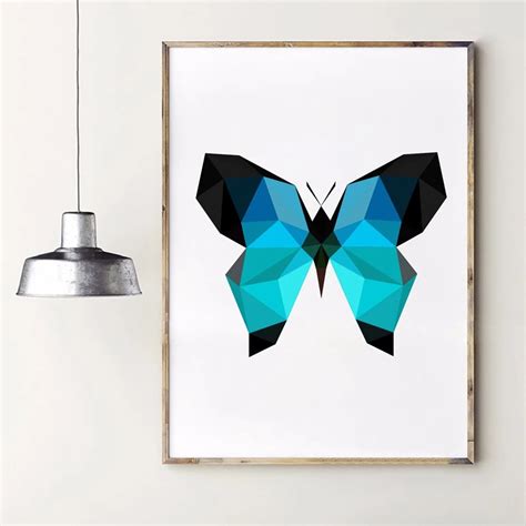 Triangle Polygonal Butterfly Wall Art Print Pictures Abstract