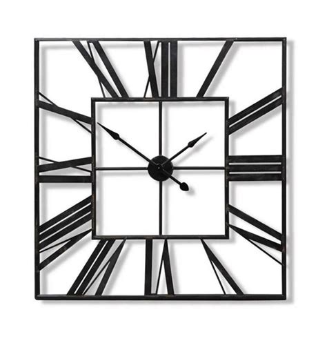 60cm Large Square Wall Clock Big Roman Numerals Giant Open Etsy
