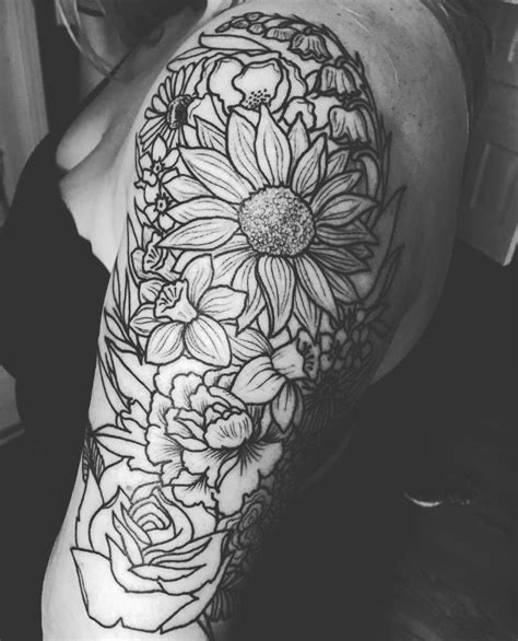 Finally Got My Custom Floral Outline Half Sleeve After Two Years Of