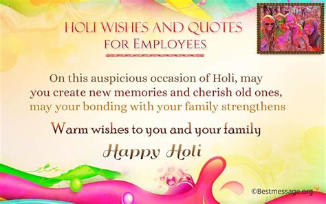 Holi Wishes And Quotes For Employees Holi Greeting Message Holi