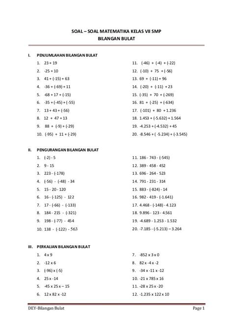 Materi Bilangan Kelas 7 Riset