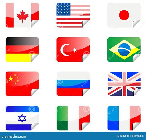 Glossy Stickers With Flags Stock Vector Illustration Of Great 9036649