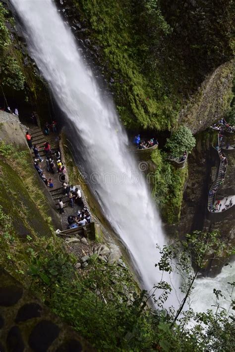Pailon Del Diablo Mountain River And Waterfall In The Andes Banos