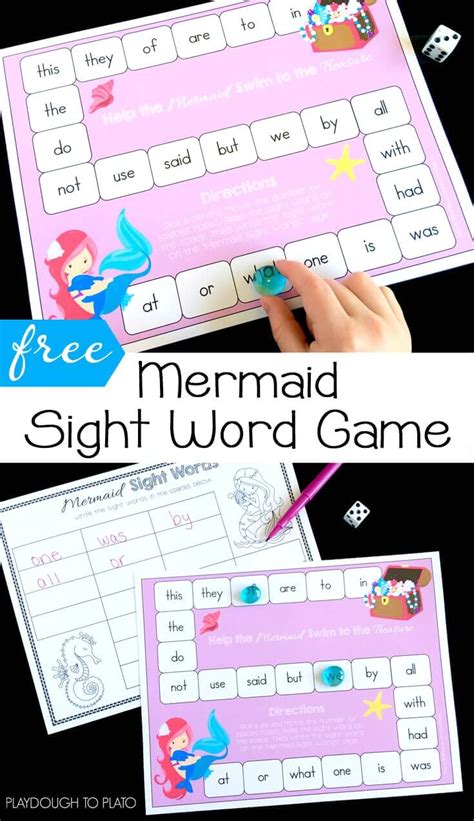 Mermaid Sight Word Game Playdough To Plato