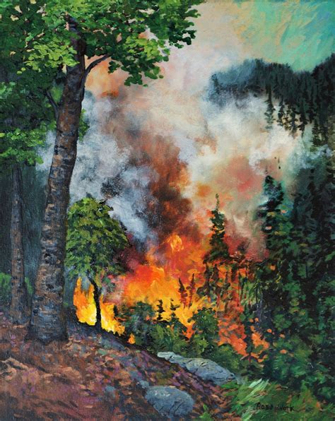 Forest Fire Painting Wild Fire Fire In The Bush Forest Etsy Canada In