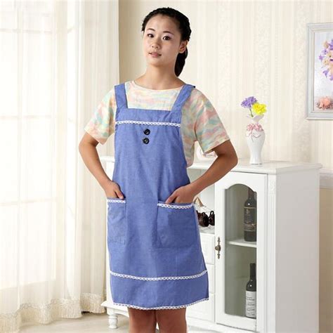 Simple Color Kitchen Waterproof Antifouling Aprons Woman Sleeveless Bib Home Cooking Bbq Apron