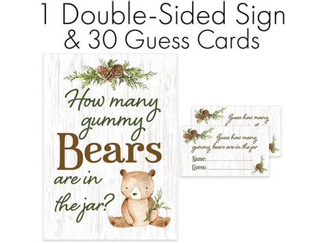 Guess How Many Gummy Bears Woodland Baby Shower Game Sign Etsy