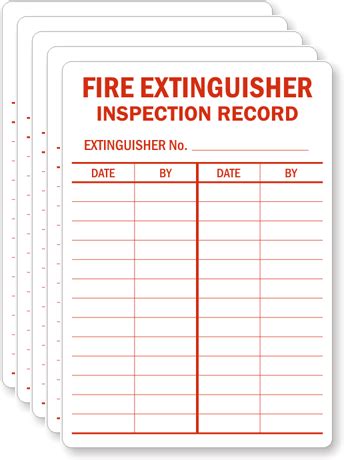 Inspection tag template daily vehicle safety inspection checklist from monthly fire extinguisher inspection form template , source:zenei.co. Fire Extinguisher Inspection Record Label, SKU: L-0396-VS ...