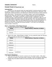 The periodic table is so named because similar patterns repeat, or appear periodically, throughout the table. Periodic Trends in Reactivity lab - CP CHEMISTRY Periodic Trends in Reactivity Lab period Name ...