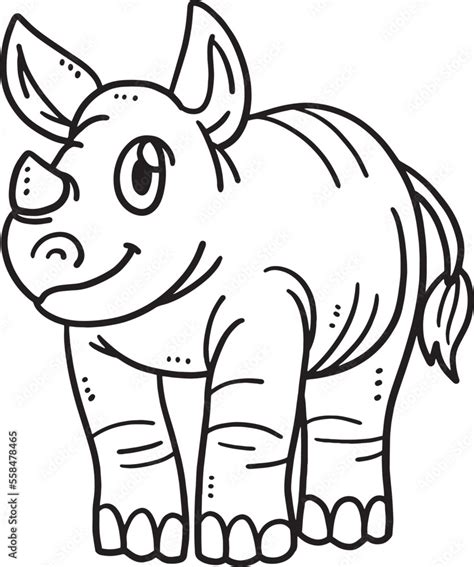 Baby Rhino Isolated Coloring Page For Kids Stock Vector Adobe Stock