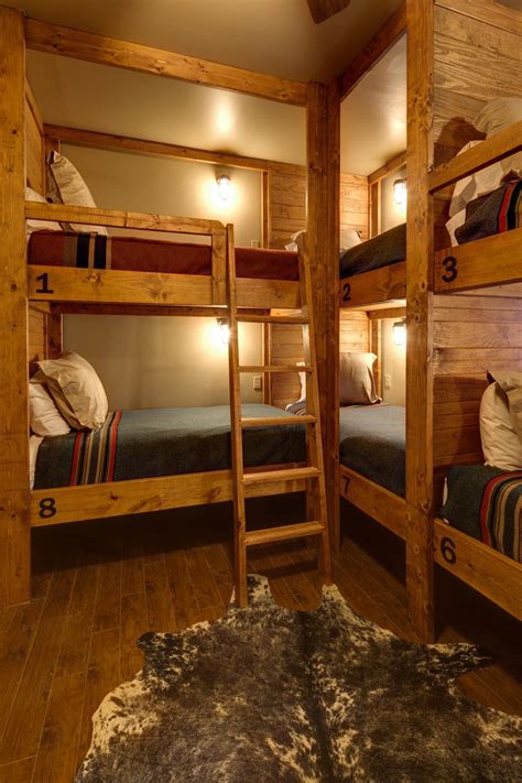 Lodge Style Bunk Room With Rustic Built In Bunk Beds Hgtv Bunk Beds