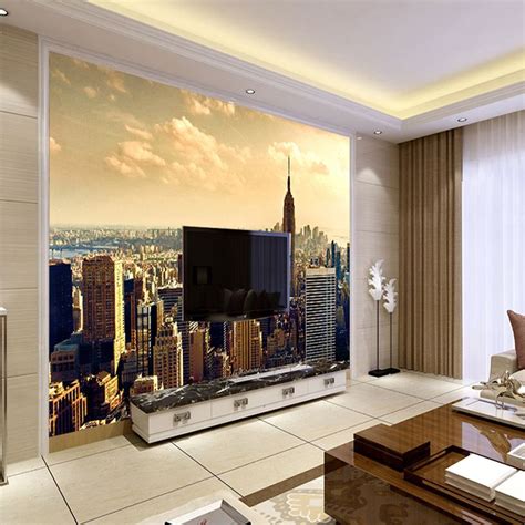 Custom Mural Wallpaper Modern City Building Scenery Living Room Sofa Tv