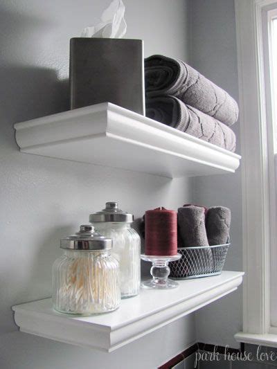 Below you will find shelves for over the toilet, floating shelves, rustic bathroom shelves and even organization shelves for small bathrooms for towels. Floating shelves over toilet. Tissue box, containers ...