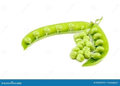 Fresh Green Peas Isolated On White Background Stock Photo Image Of