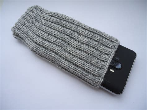 Phone Sock Cute Iphone Case Knit Cell Phone Pocket Grey Etsy