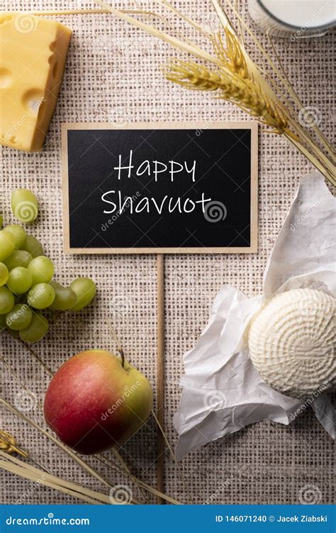 Happy Shavuot Traditional Jewish Holiday The Harvest Season Stock