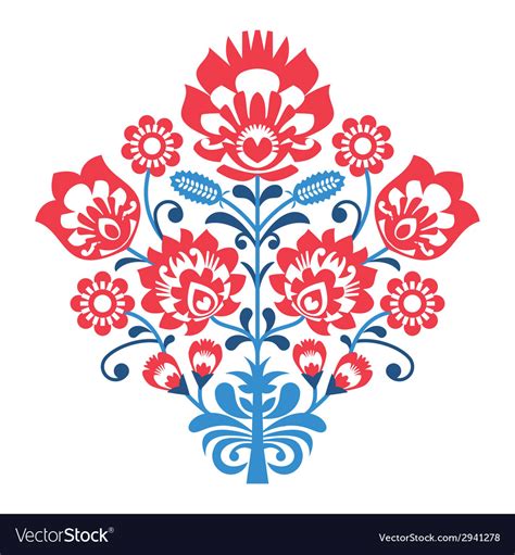Polish Folk Art Pattern With Flowers Wycinanka Vector Image On Folk