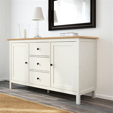 Hemnes White Stain Light Brown Sideboard 157x88 Cm Ikea