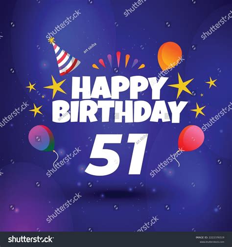 Happy 51st Birthday Hand Drawn Vector Stock Vector Royalty Free