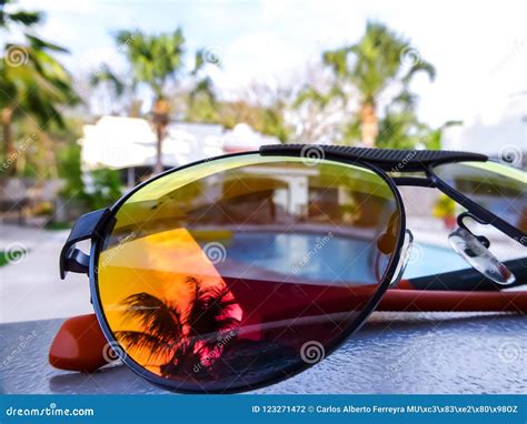 Reflection In Sunglasses In A Beach Stock Photo Image Of Tips Travel