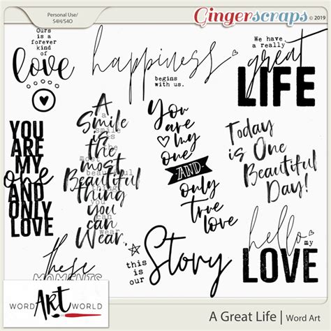 A Great Life Word Art Pack Created By Word Art World