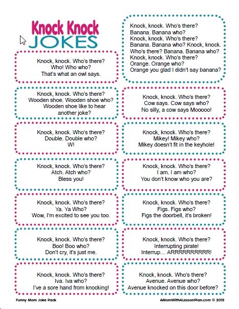 Knock Knock Jokes For Kids 20 Funny And Printable Jokes Funny