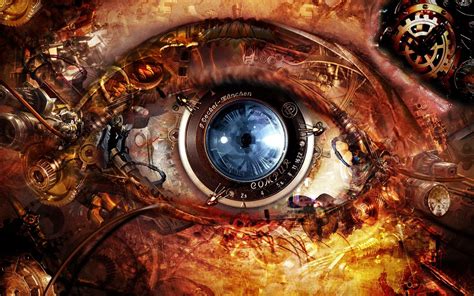 Brown And Blue Human Eye Illustration Science Fiction Fantasy Art