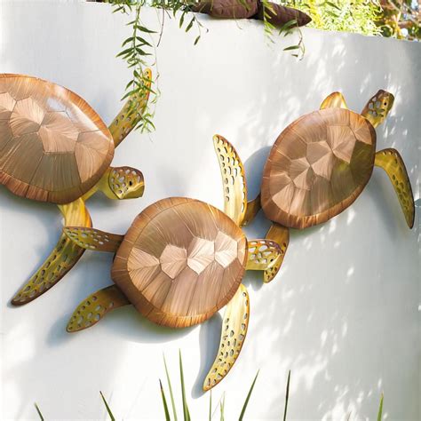 Sea Turtle Trio Metal Wall Art Coastal Beach Decor Art Home