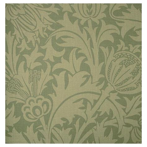 Traditional Damask Upholstery Fabric Green Thistle Linen Fabric By Morris And Co Damask