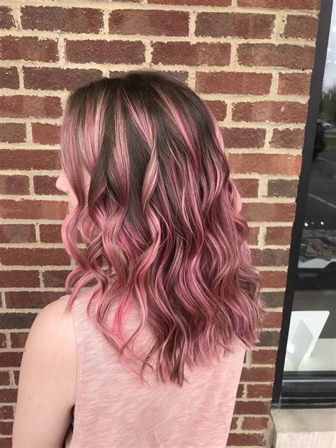Pink Balayage Just In Time For Spring Brown And Pink Hair Pink Ombre Hair Hair Color Pink