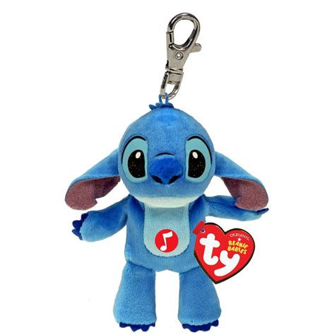 Ty Beanie Babies Disney Stitch 9cm Soft Toy Clip- With Sound Effect