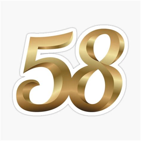 58 Golden Number Fifty Eight Sticker For Sale By Under Thetable