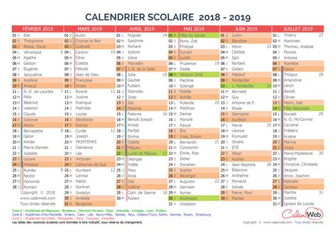 Calendrier Scolaire Semestriel 2018 2019 Avec Affichage Des Jours