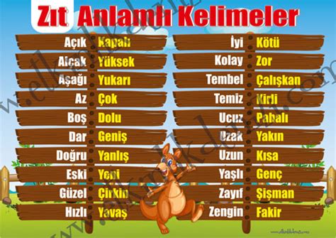 Zıt Anlamlı Kelimeler