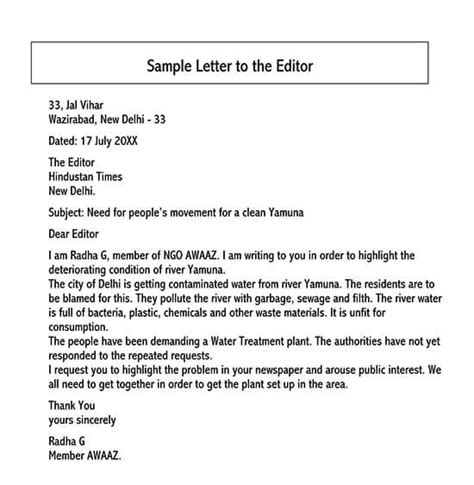 Letter To The Editor Sample Letters And Free Templates