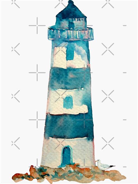 Watercolor Lighthouse Sticker For Sale By Emrdesigns Redbubble