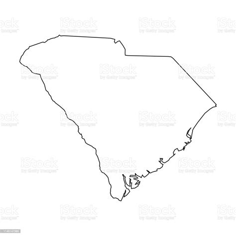 South Carolina State Of Usa Solid Black Outline Map Of Country Area