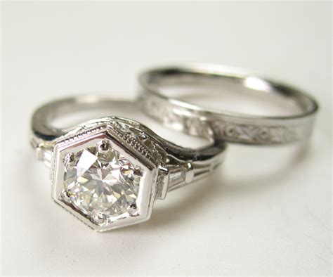 Antique Vintage Engagement Ring In White Gold Spexton Custom Jewelry