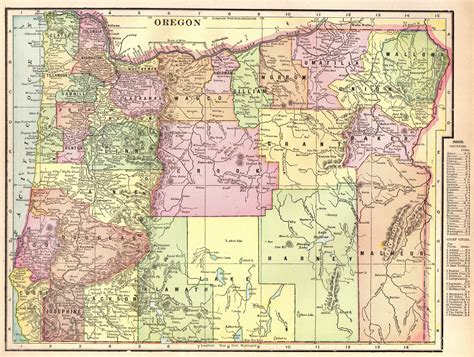 1901 Antique Oregon Map Of Oregon State Map Original Oregon Etsy