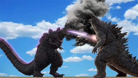 Shin Godzillas Laser Breath At Legendary Godzilla By Pyro Raptor On