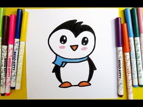How To Draw A Cartoon Cute Little Penguin - YouTube