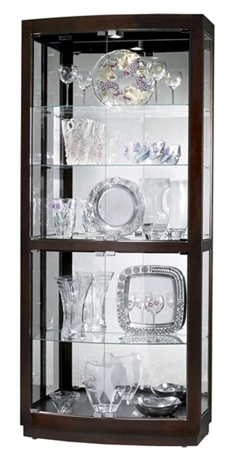 Glass Display Case Wcurved Front Halogen Lights Mirrored Back