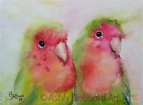 Watercolor Love Birds Valentines Day Watercolor Love Watercolor